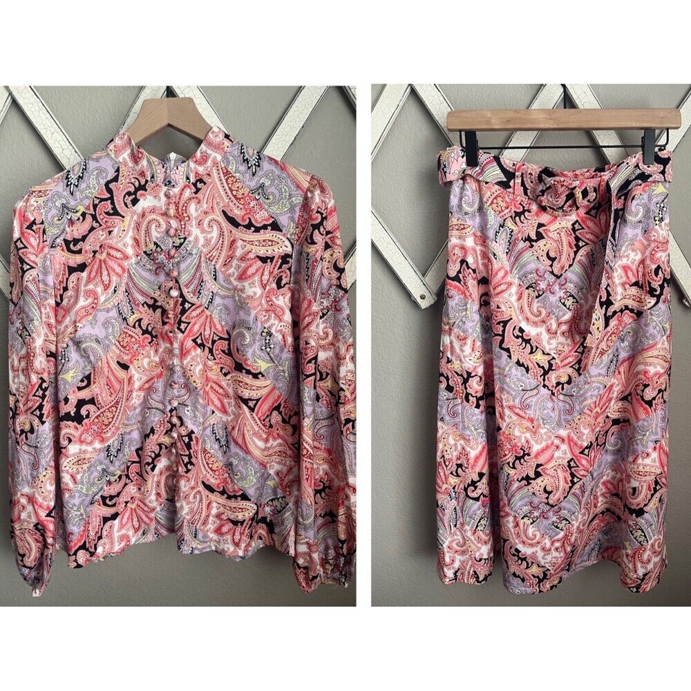 NWT! Beulah Style Women's M 2-piece Dress Multi Paisley Skirt & Top